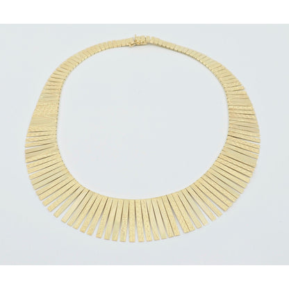 14K Yellow Gold Graduated Flat Collar Statement Link Chain Necklace