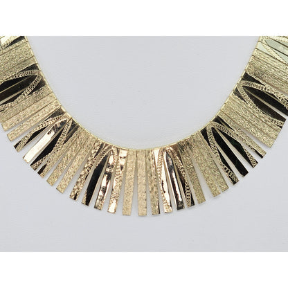 14K Yellow Gold Graduated Flat Collar Statement Link Chain Necklace