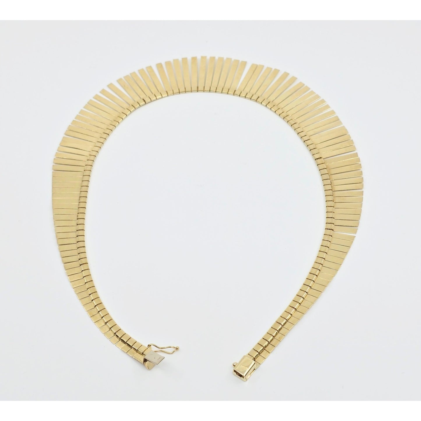 14K Yellow Gold Graduated Flat Collar Statement Link Chain Necklace