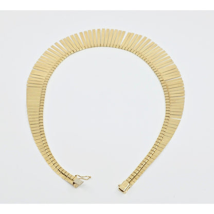 14K Yellow Gold Graduated Flat Collar Statement Link Chain Necklace