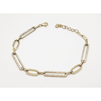 14K Solid Yellow Gold Resizable Paperclip Style Bracelet