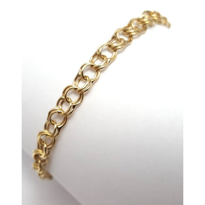 14K Solid Yellow Gold Round Cable Link Bracelet