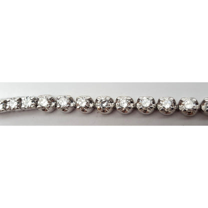 14K Solid White Gold Designer Diamond Tennis Link Bracelet