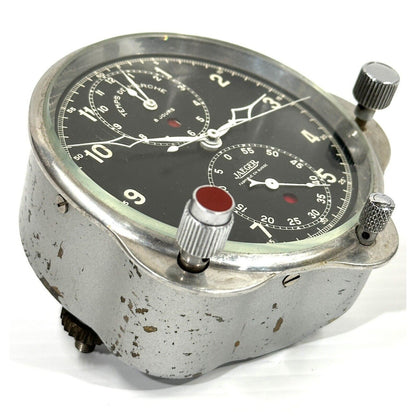 Rare Vintage 1925-1950s Jaeger Temps De Marche 8-Day Chronograph Cockpit Clock