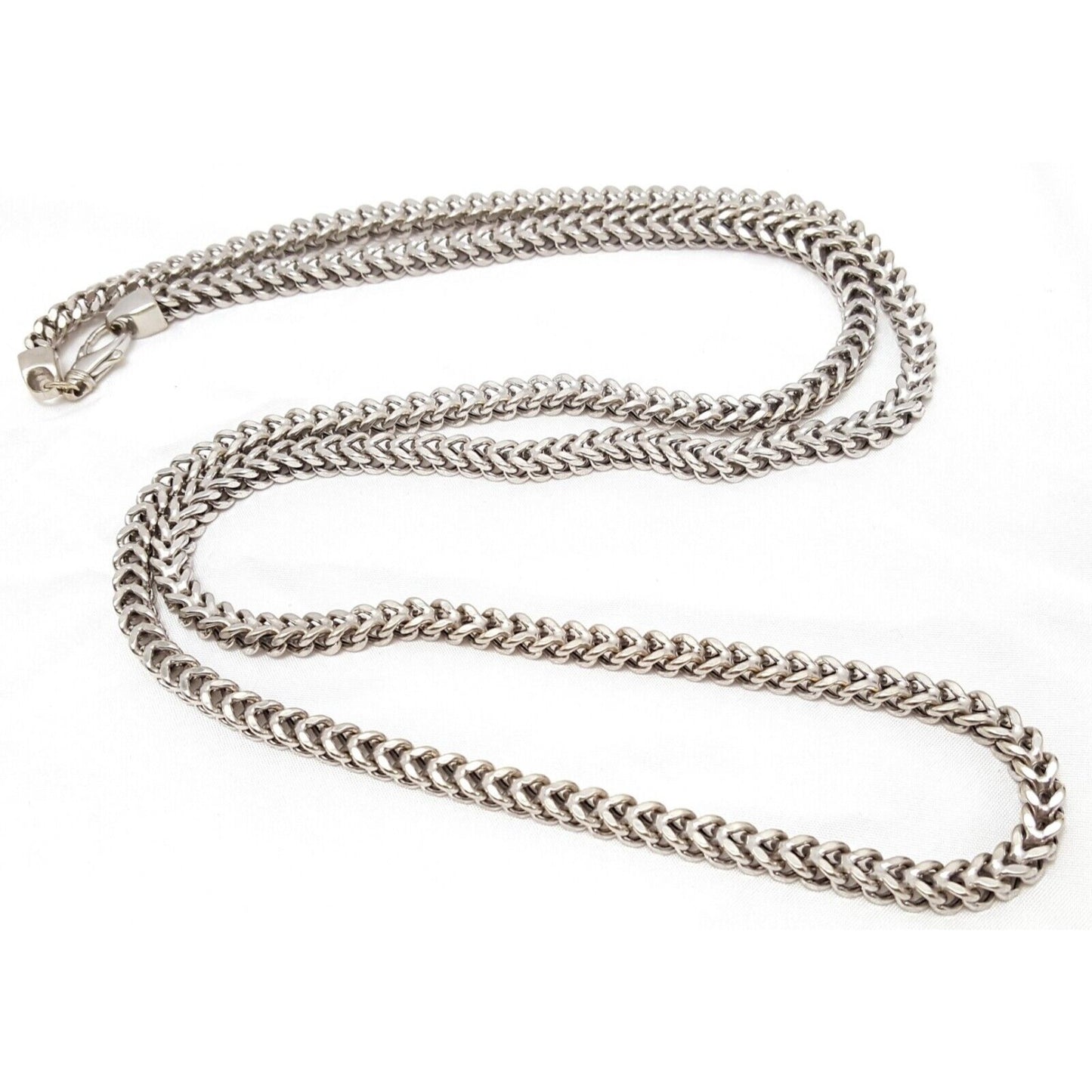 Large 10K White Gold Franco Link Chain Necklace