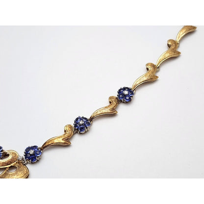 18K Yellow Gold Diamond & Sapphire Choker Chain Necklace