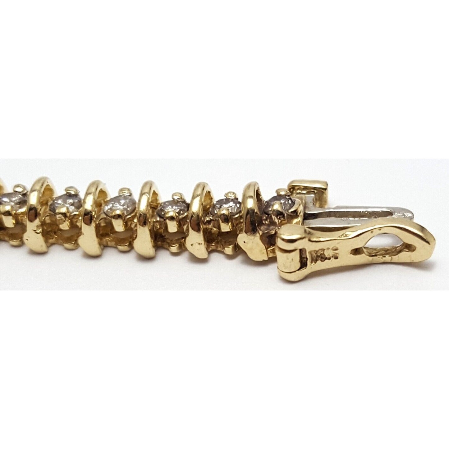 14K Solid Yellow Gold Diamond Tennis Link Bracelet