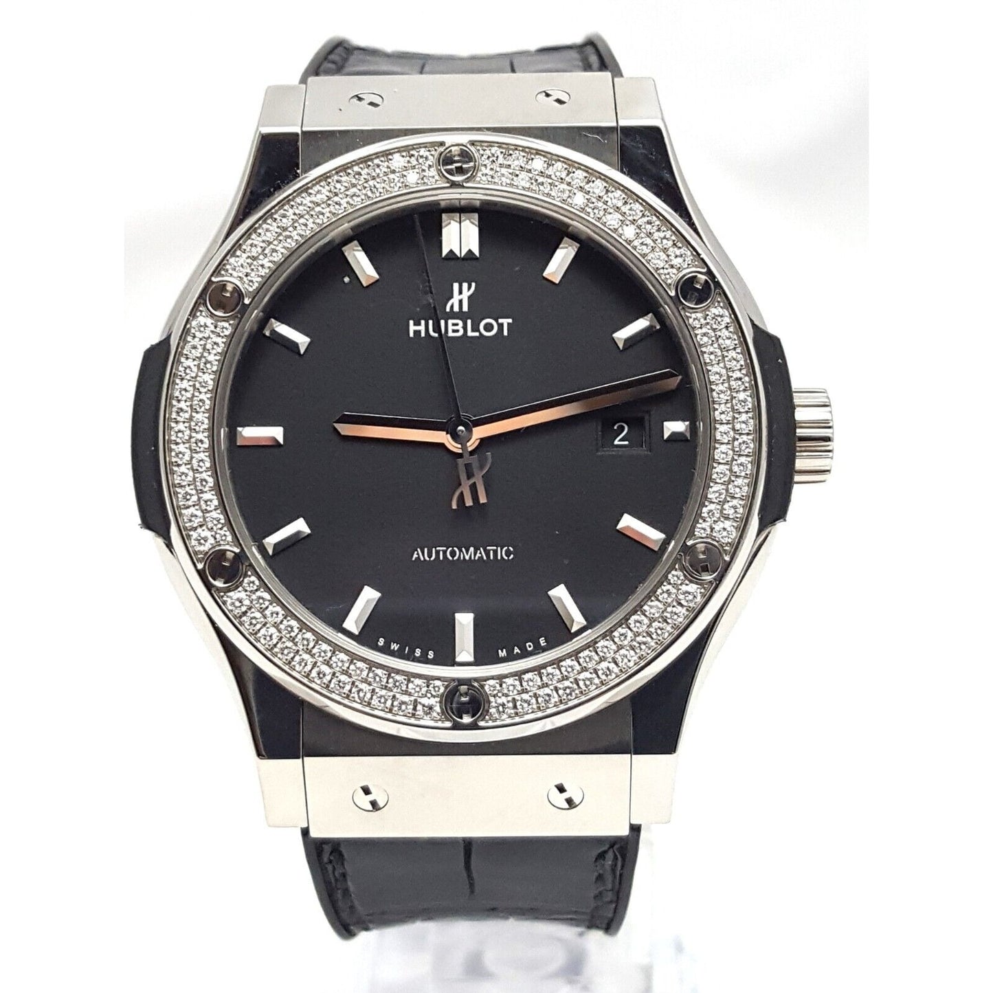 Hublot Classic Fusion 42mm Automatic Watch Titanium Diamonds 542.NX.1171.LR.1104