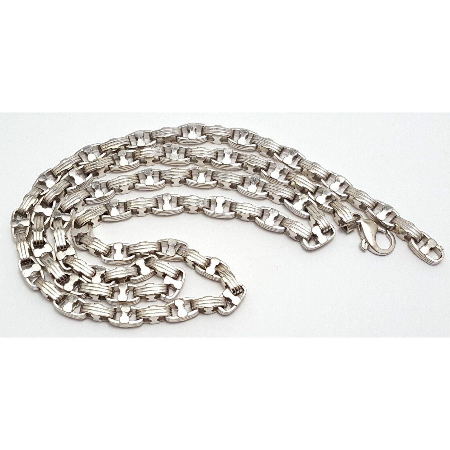 Large Heavy 18K White Gold Link Chain Necklace