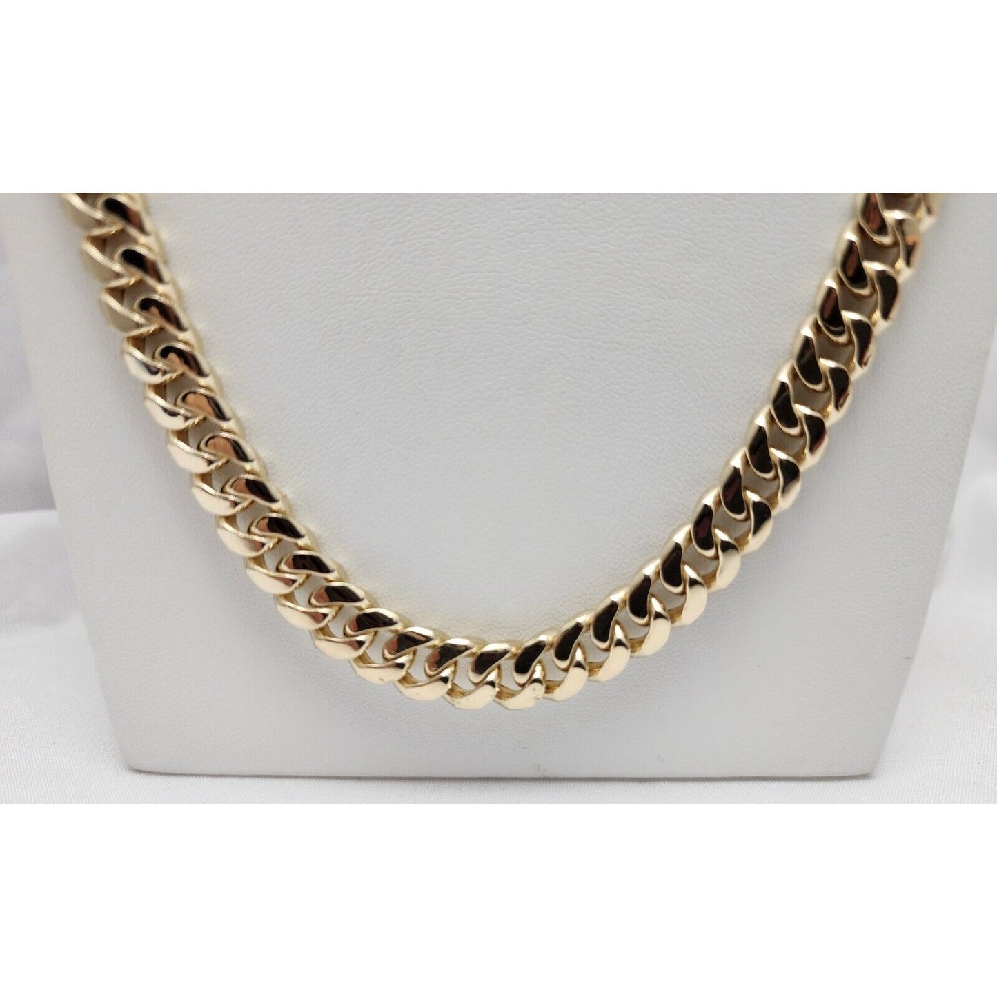 Large 14K Yellow Gold Cuban Link Chain Necklace