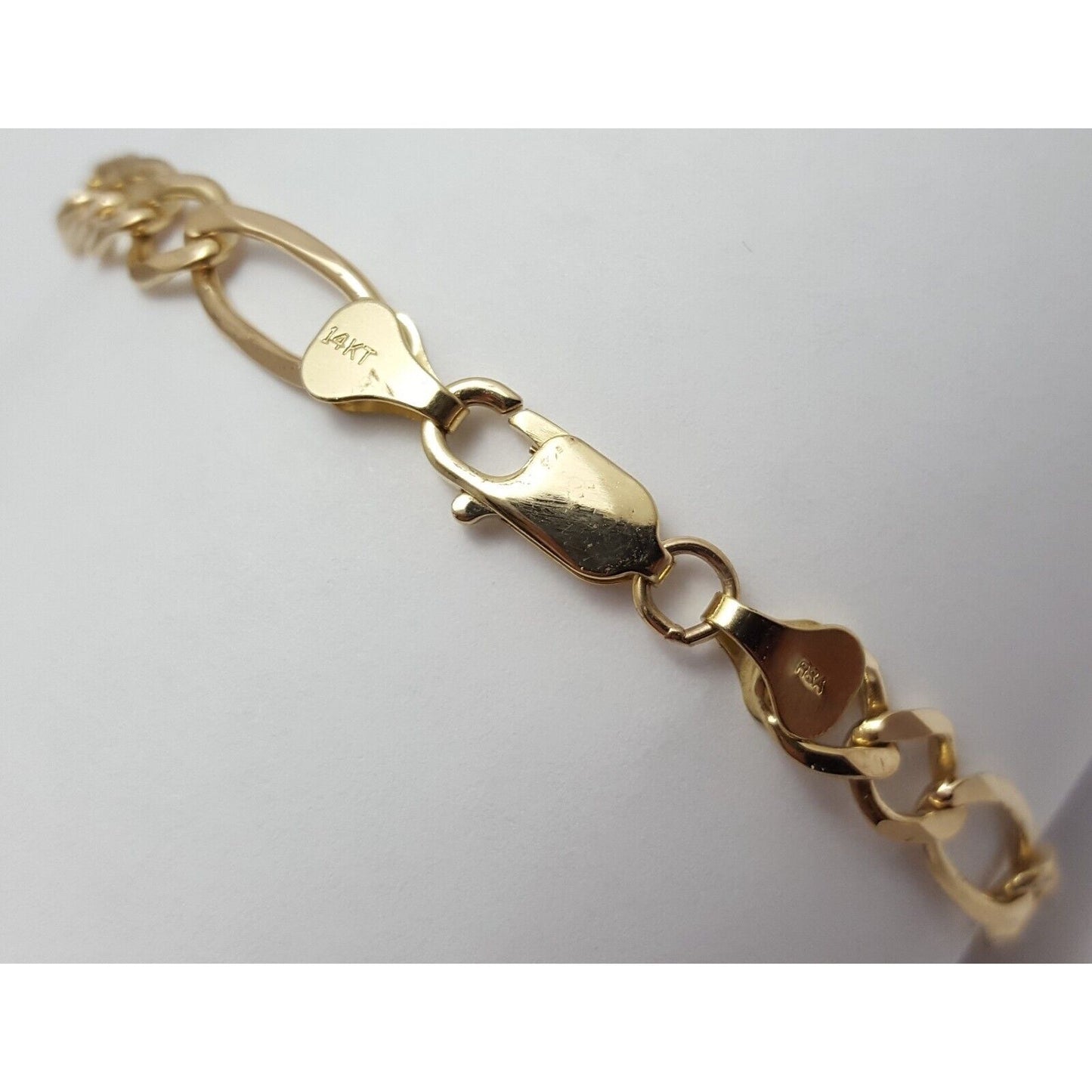 14K Solid Yellow Gold Figaro Link Bracelet