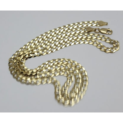 14K Yellow Gold Diamond Cut Cuban Link Chain Necklace