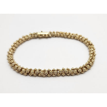 18K Solid Yellow Gold Brushed Radiance Bead Ball Bracelet