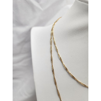 14K Yellow Gold Spiral Flat Link Chain Necklace