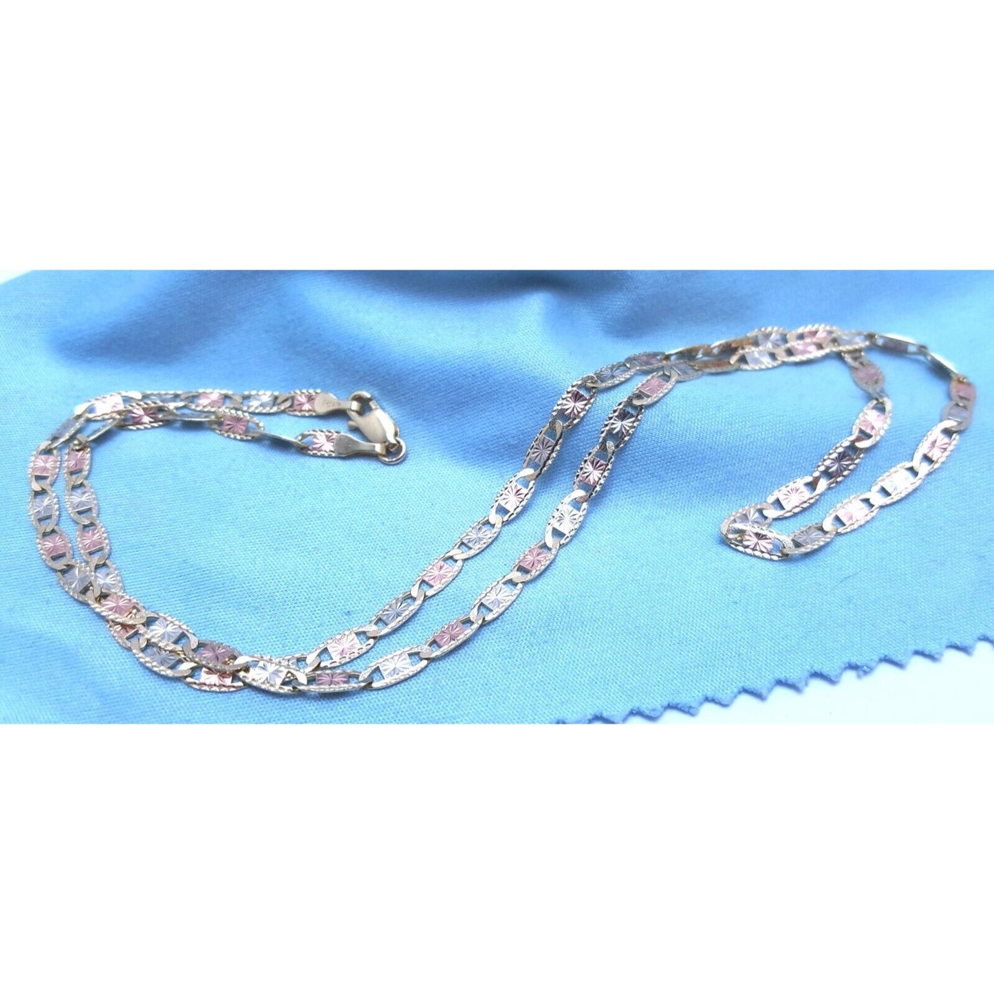 10K Tri Tone Gold Diamond Cut Mariner Link Chain Necklace