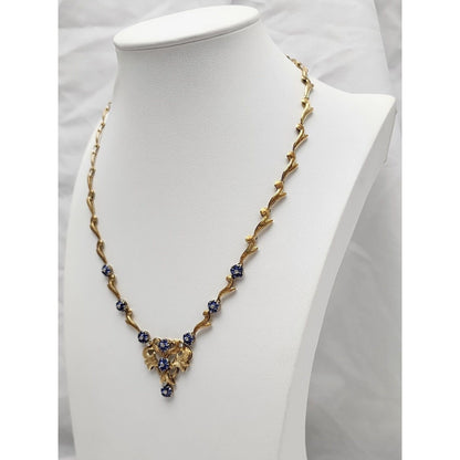 18K Yellow Gold Diamond & Sapphire Choker Chain Necklace