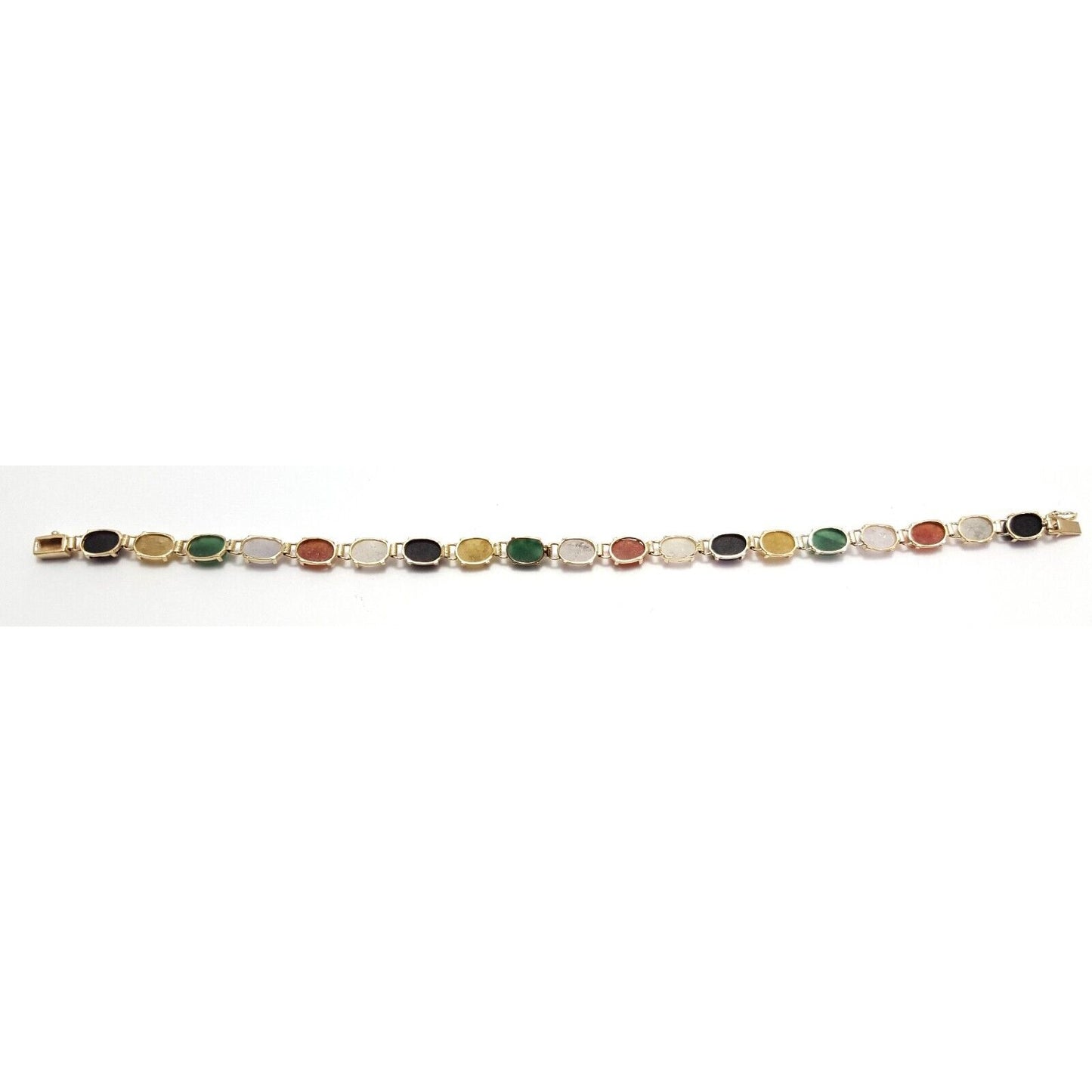 14K Solid Yellow Gold Multi Color Gemstone Tennis Bracelet