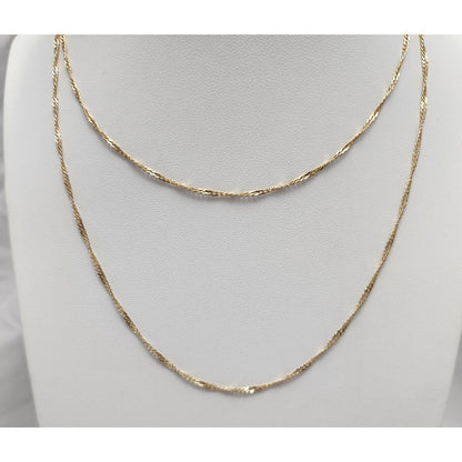 14K Yellow Gold Spiral Flat Link Chain Necklace