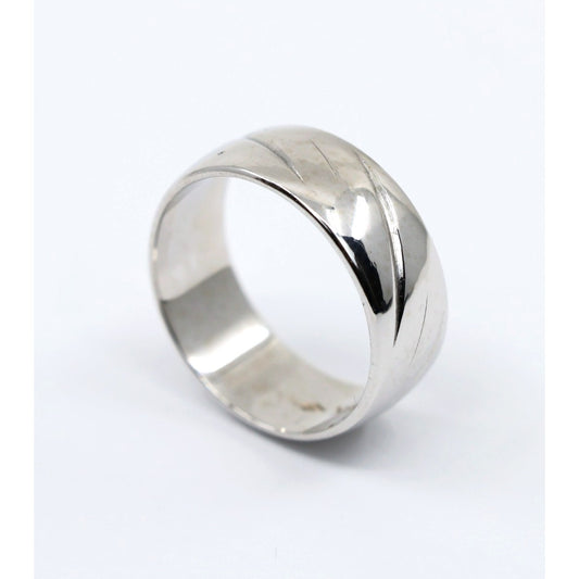 14K White Gold Polished Spiral Wide Wedding Band Ring