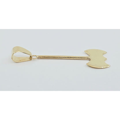 14K Yellow Gold Double Axe Odysseus Dangle Charm Pendant