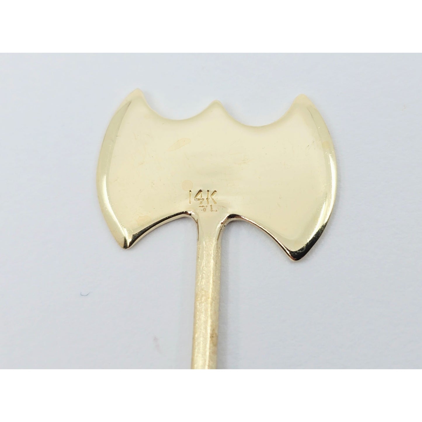 14K Yellow Gold Double Axe Odysseus Dangle Charm Pendant