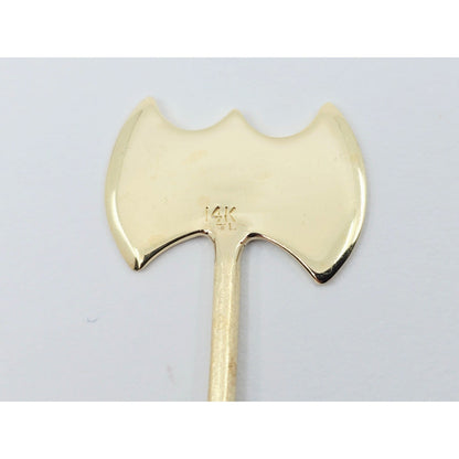 14K Yellow Gold Double Axe Odysseus Dangle Charm Pendant
