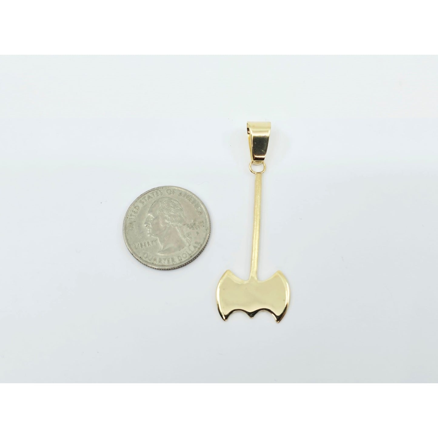 14K Yellow Gold Double Axe Odysseus Dangle Charm Pendant