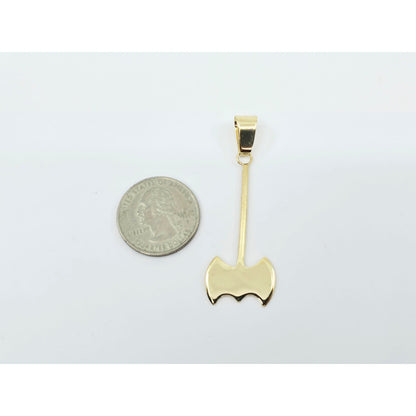14K Yellow Gold Double Axe Odysseus Dangle Charm Pendant