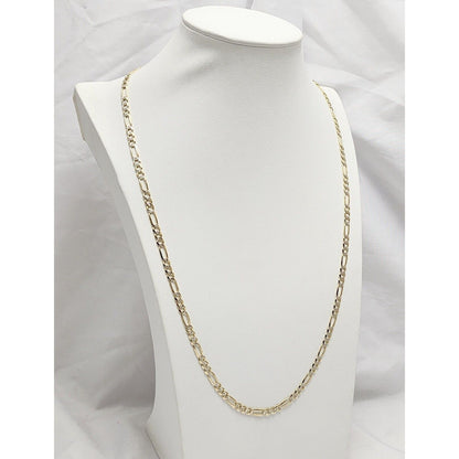 14K Two Tone Gold Diamond Cut Figaro Link Chain Necklace