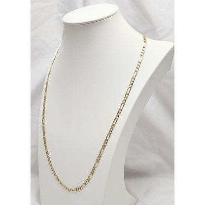 14K Two Tone Gold Diamond Cut Figaro Link Chain Necklace