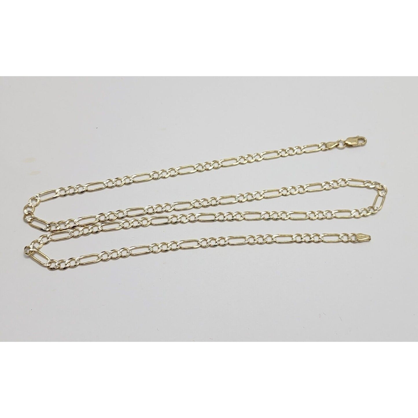 14K Two Tone Gold Diamond Cut Figaro Link Chain Necklace