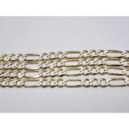 14K Two Tone Gold Diamond Cut Figaro Link Chain Necklace