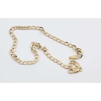 10K Two Tone Gold Diamond Cut Cuban Link Anklet Bracelet
