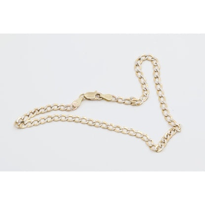 10K Two Tone Gold Diamond Cut Cuban Link Anklet Bracelet