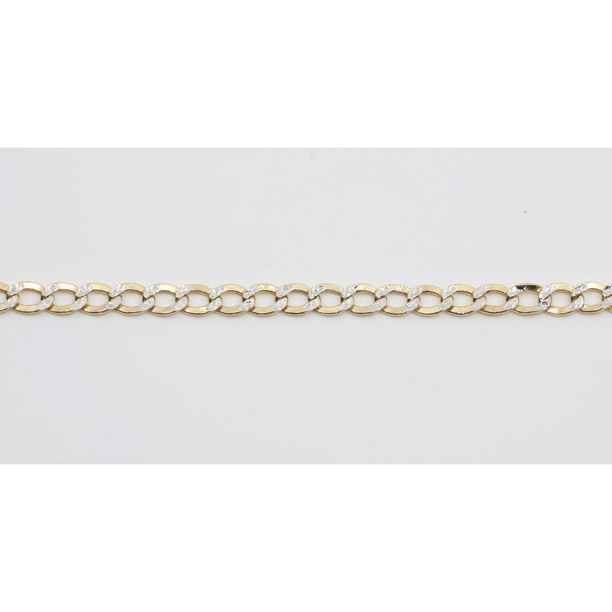 10K Two Tone Gold Diamond Cut Cuban Link Anklet Bracelet