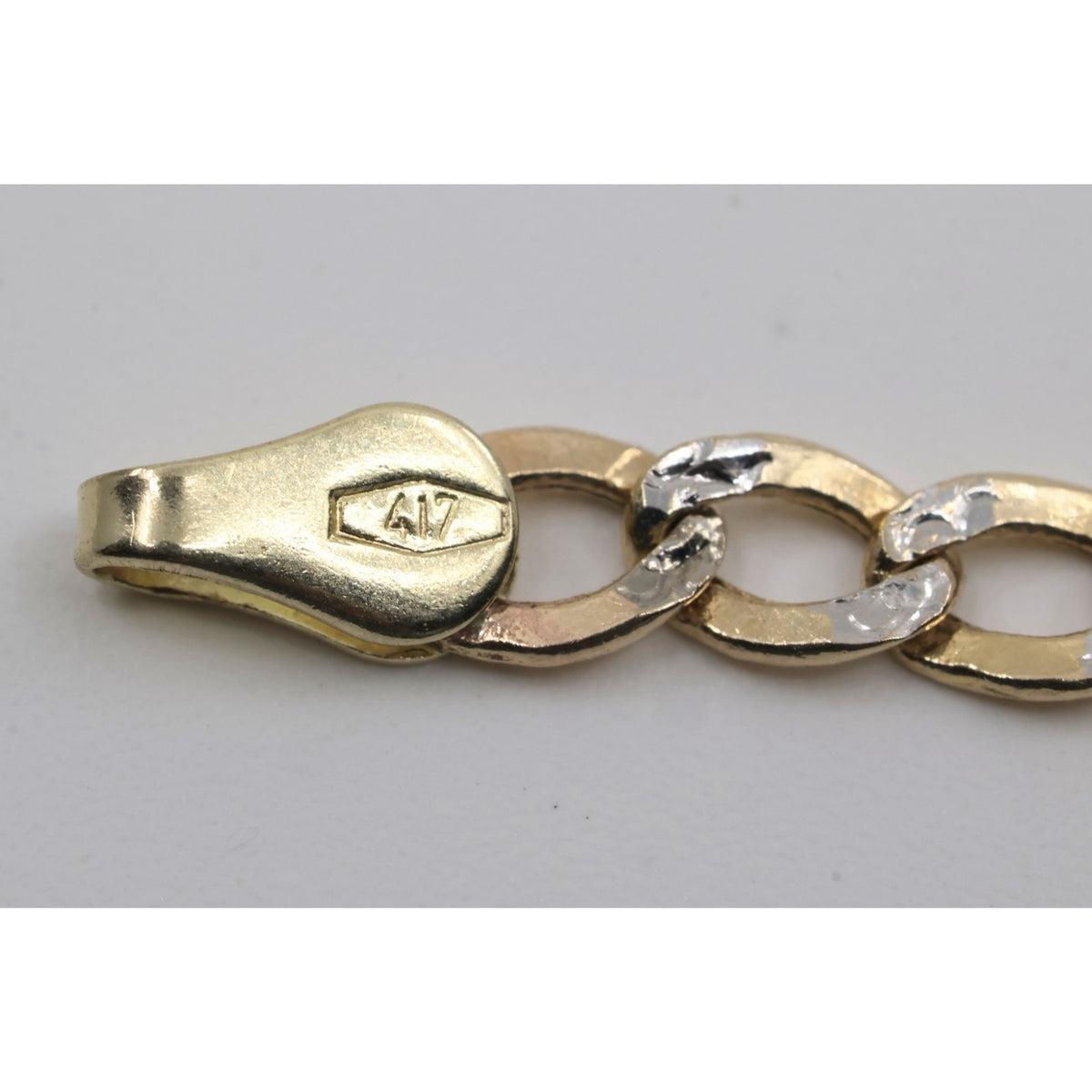 10K Two Tone Gold Diamond Cut Cuban Link Anklet Bracelet