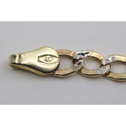 10K Two Tone Gold Diamond Cut Cuban Link Anklet Bracelet