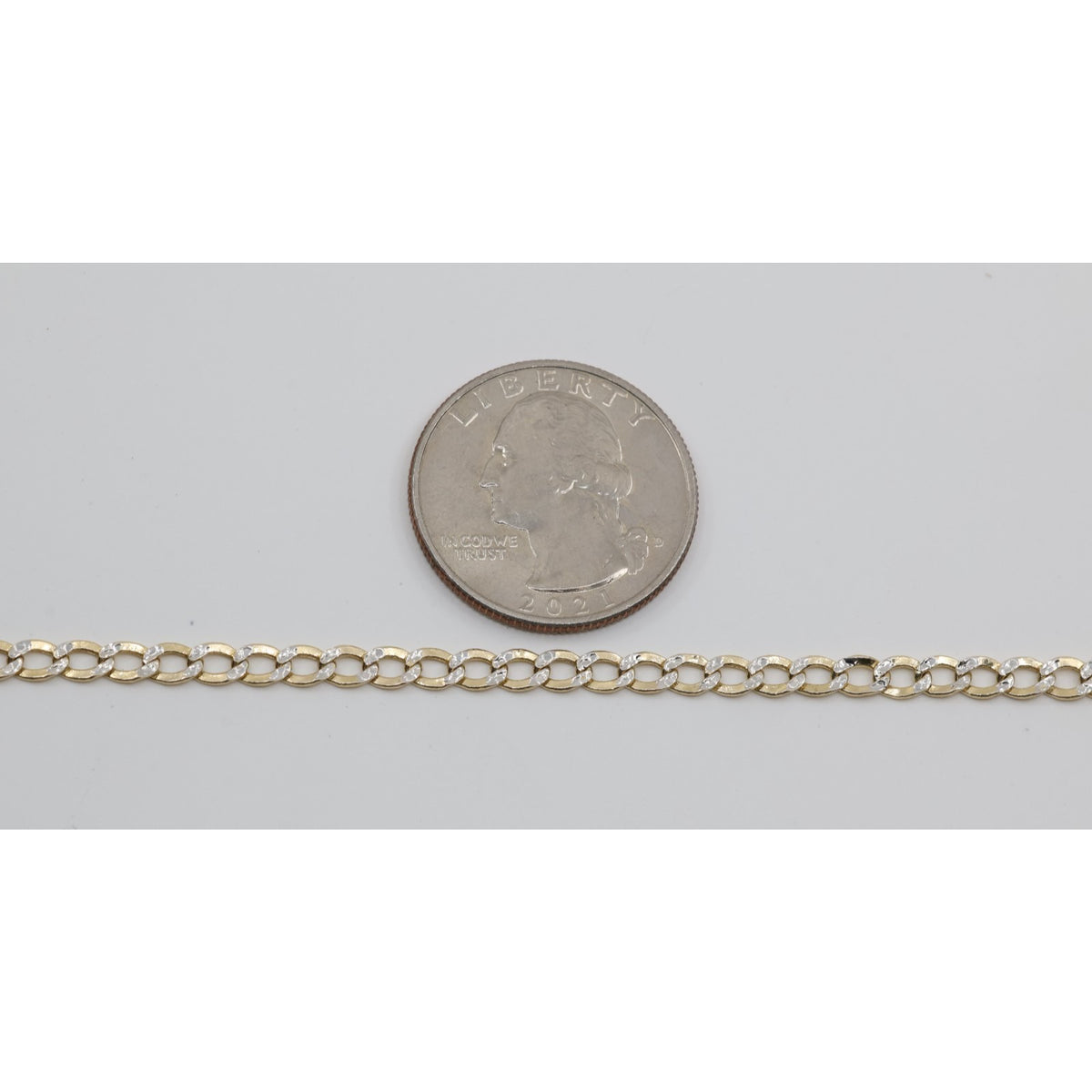 10K Two Tone Gold Diamond Cut Cuban Link Anklet Bracelet