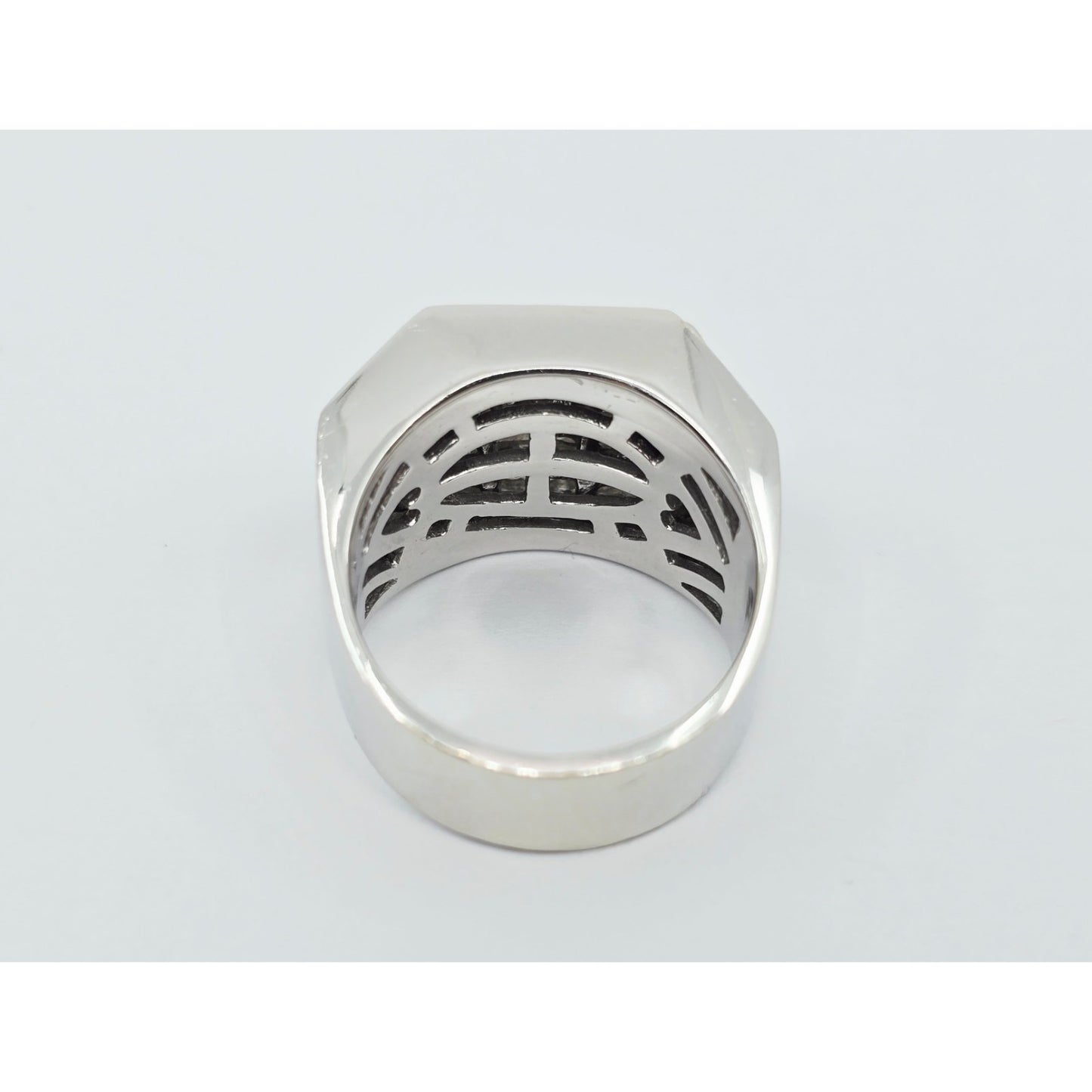 Large 14K White Gold Princess Cut Invisible Setting Diamond Men's Ring
