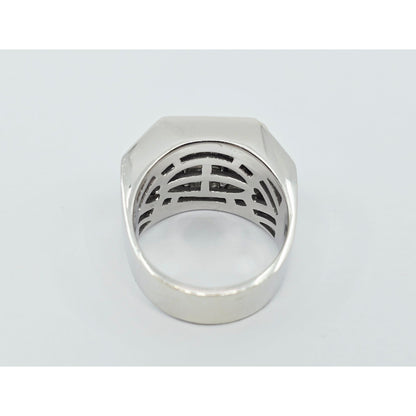 Large 14K White Gold Princess Cut Invisible Setting Diamond Men's Ring