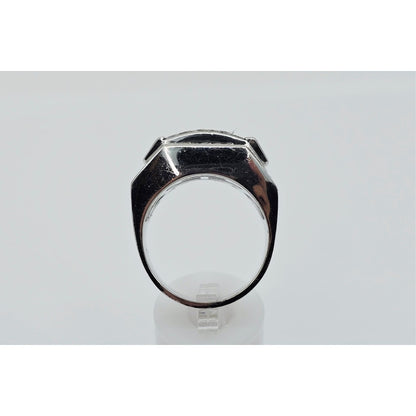Large 14K White Gold Princess Cut Invisible Setting Diamond Men's Ring