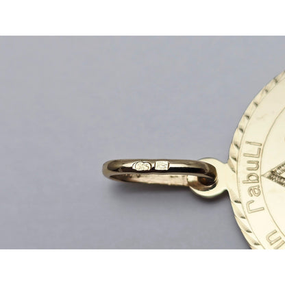 14K Yellow Gold Round Star of David Latin Aphorism Charm Pendant