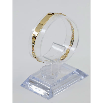 14K Tri Tone Gold Diamond Cut Valentino Link ID Bracelet