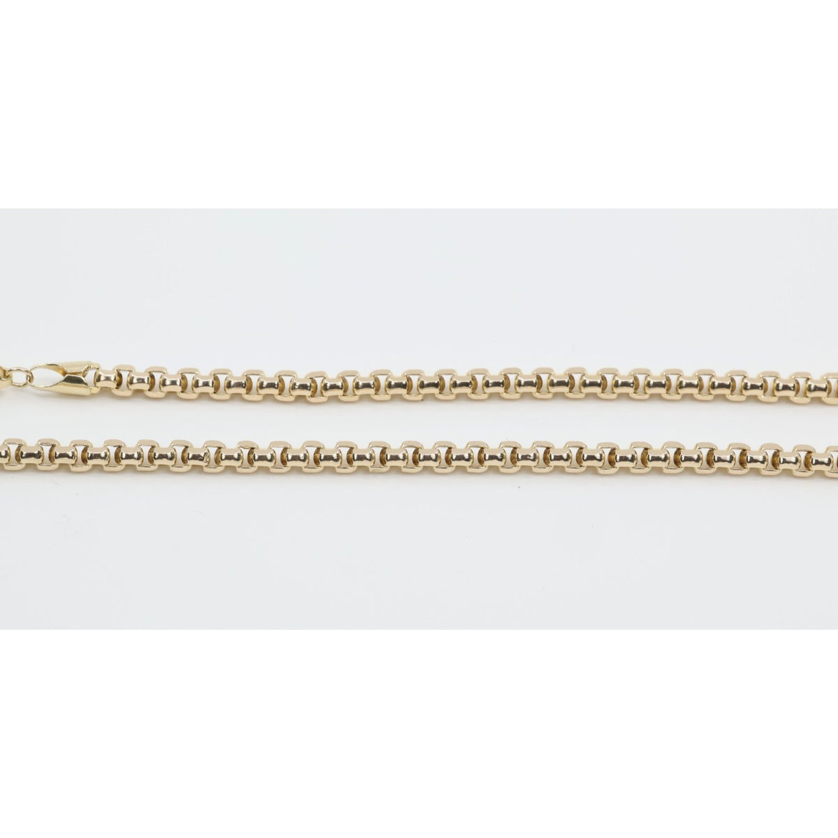 Unique 10K Karat Solid Yellow Gold Rounded Box Link Chain Necklace - 20" Length