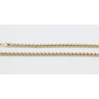 Unique 10K Karat Solid Yellow Gold Rounded Box Link Chain Necklace - 20" Length