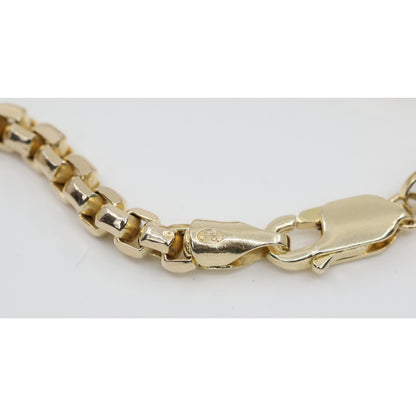 Unique 10K Karat Solid Yellow Gold Rounded Box Link Chain Necklace - 20" Length