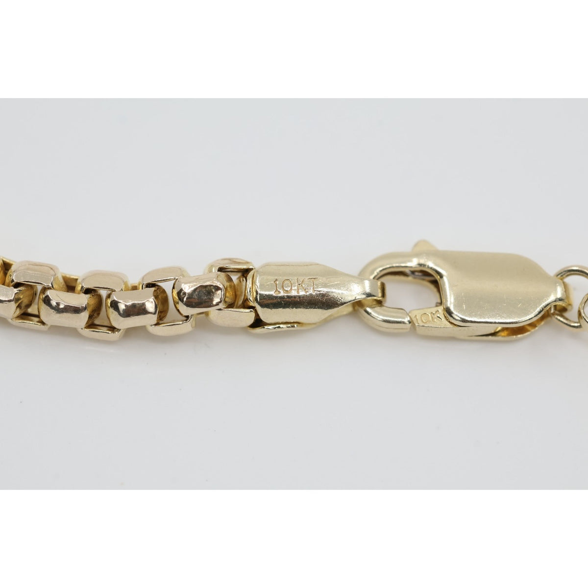 Unique 10K Karat Solid Yellow Gold Rounded Box Link Chain Necklace - 20" Length