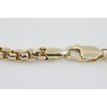 Unique 10K Karat Solid Yellow Gold Rounded Box Link Chain Necklace - 20" Length
