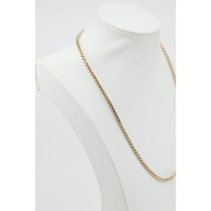 Unique 10K Karat Solid Yellow Gold Rounded Box Link Chain Necklace - 20" Length