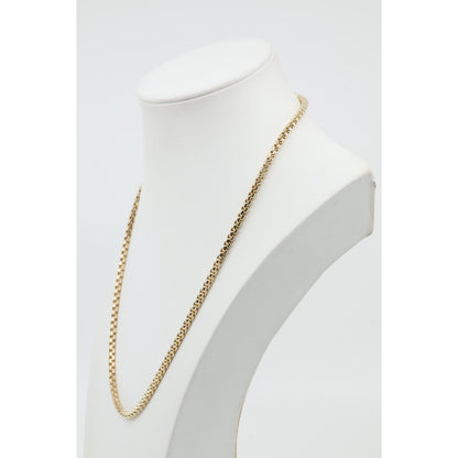 Unique 10K Karat Solid Yellow Gold Rounded Box Link Chain Necklace - 20" Length